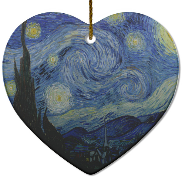 Custom The Starry Night (Van Gogh 1889) Heart Ceramic Ornament