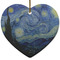 The Starry Night (Van Gogh 1889) Ceramic Flat Ornament - Heart (Front)