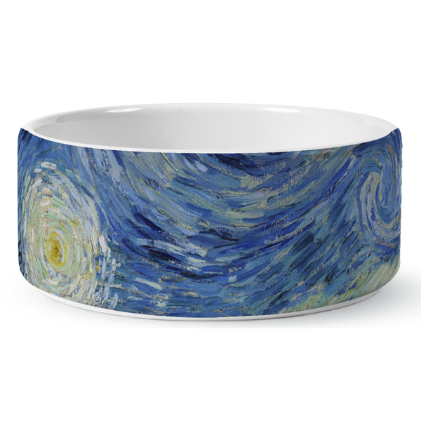 Custom The Starry Night (Van Gogh 1889) Ceramic Dog Bowl