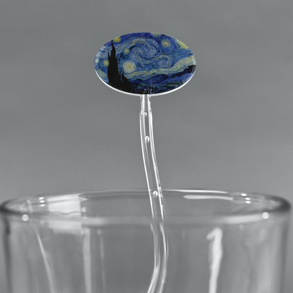 The Starry Night (Van Gogh 1889) Clear Plastic 7" Stir Stick - Oval - Main