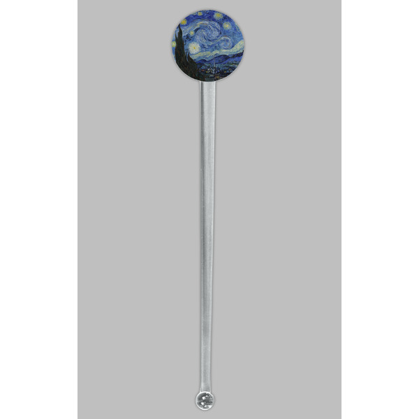 The Starry Night (Van Gogh 1889) Clear Plastic 7" Stir Stick - Round - Single Stick