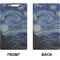 The Starry Night (Van Gogh 1889) Clipboard (Legal) (Front + Back)