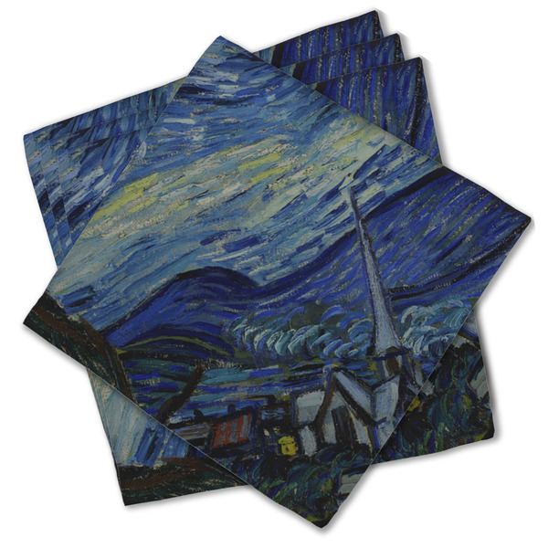 Custom The Starry Night (Van Gogh 1889) Cloth Cocktail Napkins - Set of 4
