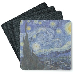 The Starry Night (Van Gogh 1889) Square Rubber Backed Coasters - Set of 4