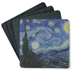 The Starry Night (Van Gogh 1889) Square Rubber Backed Coasters - Set of 4