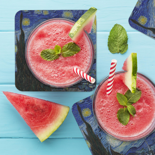 The Starry Night (Van Gogh 1889) Coaster Set - LIFESTYLE