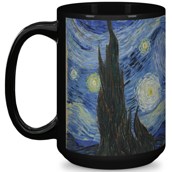 Custom The Starry Night (Van Gogh 1889) 15 Oz Coffee Mug - Black
