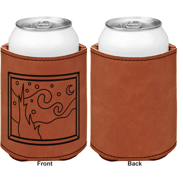 The Starry Night (Van Gogh 1889) Cognac Leatherette Can Sleeve - Single Sided Front and Back