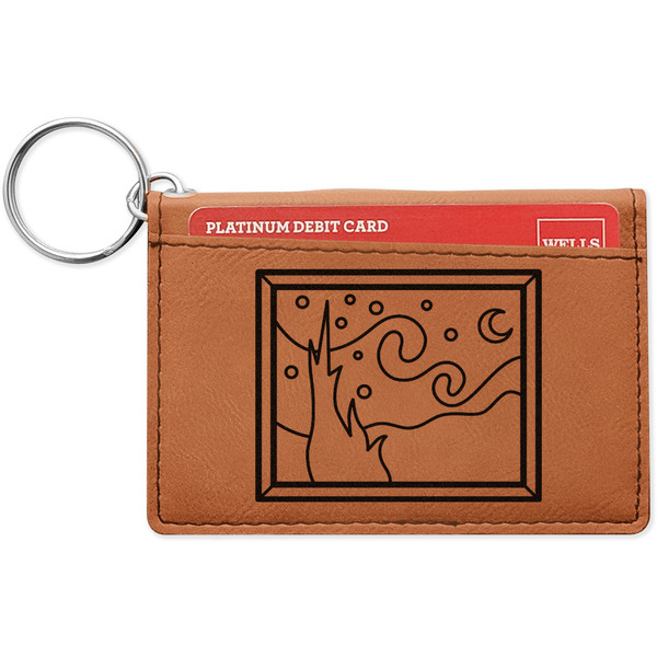 Custom The Starry Night (Van Gogh 1889) Leatherette Keychain ID Holder