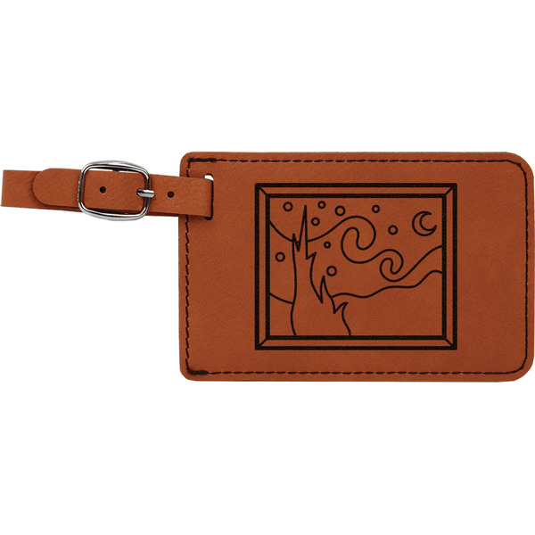Custom The Starry Night (Van Gogh 1889) Leatherette Luggage Tag