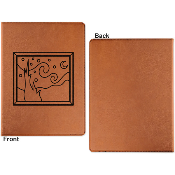 The Starry Night (Van Gogh 1889) Cognac Leatherette Portfolios with Notepad - Large - Single Sided - Apvl
