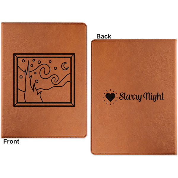 The Starry Night (Van Gogh 1889) Cognac Leatherette Portfolios with Notepad - Small - Double Sided- Apvl