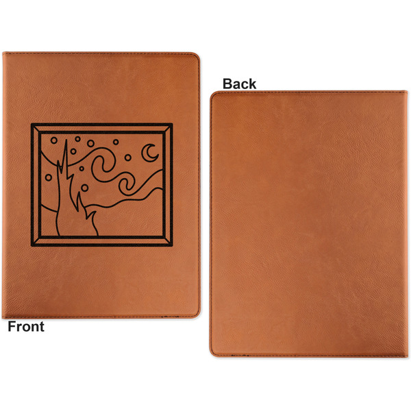 The Starry Night (Van Gogh 1889) Cognac Leatherette Portfolios with Notepad - Small - Single Sided- Apvl