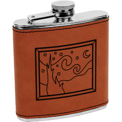 The Starry Night (Van Gogh 1889) Leatherette Wrapped Stainless Steel Flask