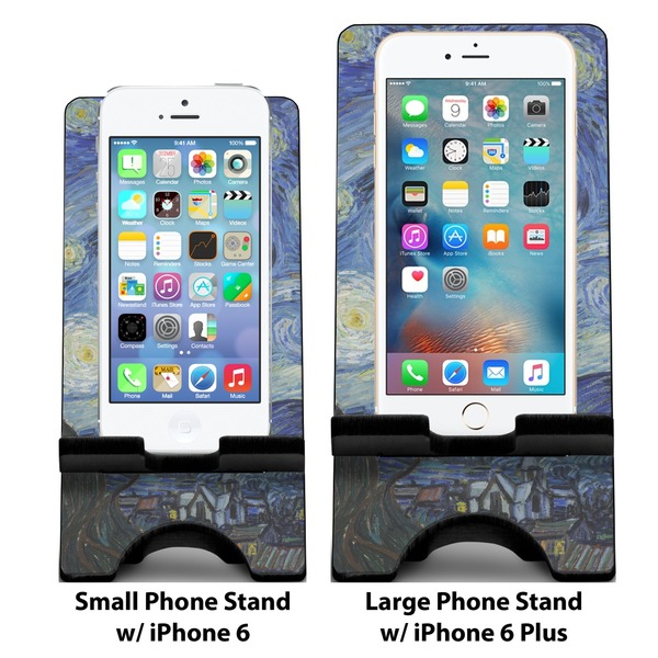 The Starry Night (Van Gogh 1889) Compare Phone Stand Sizes - with iPhones