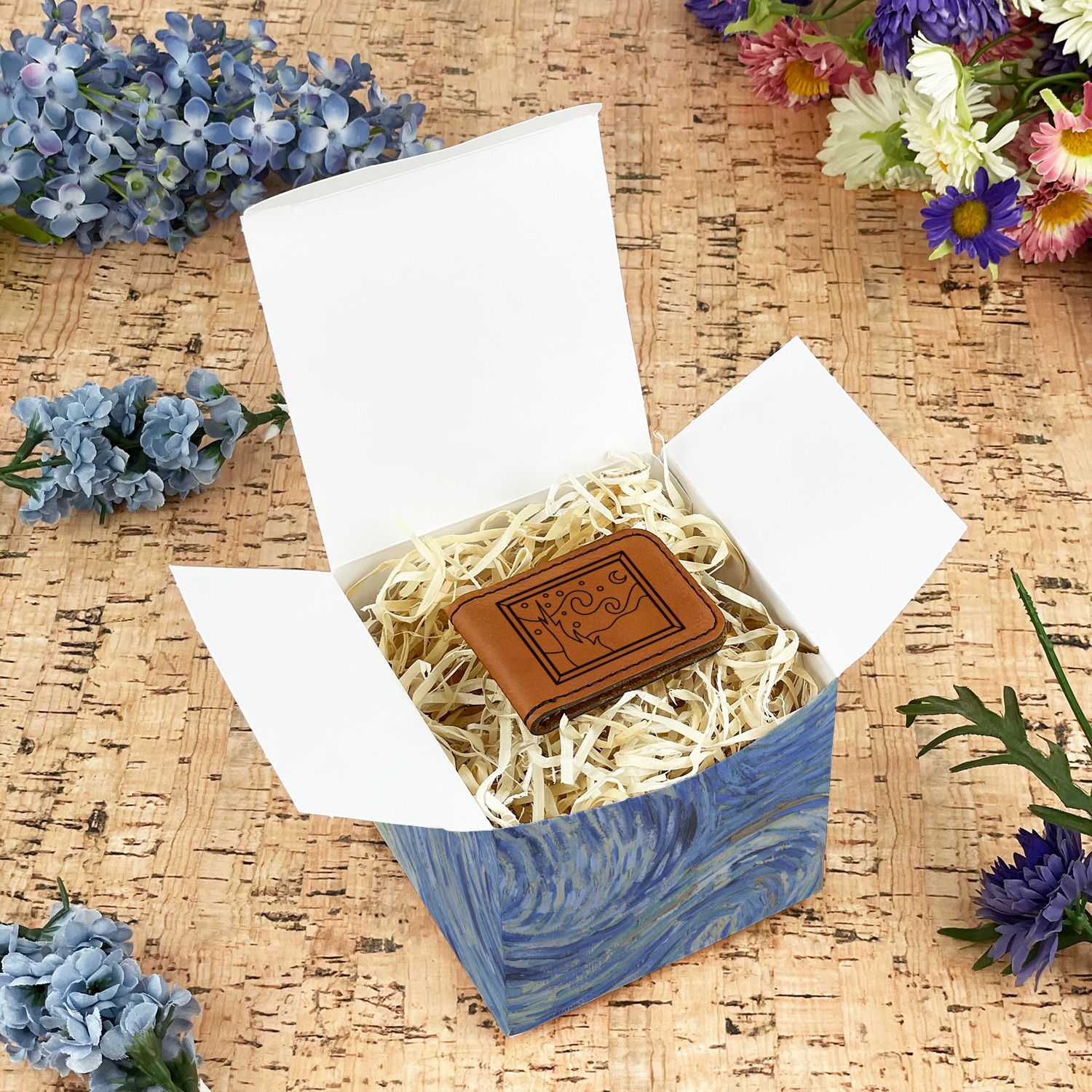 Custom The Starry Night (Van Gogh 1889) Cube Favor Gift Boxes