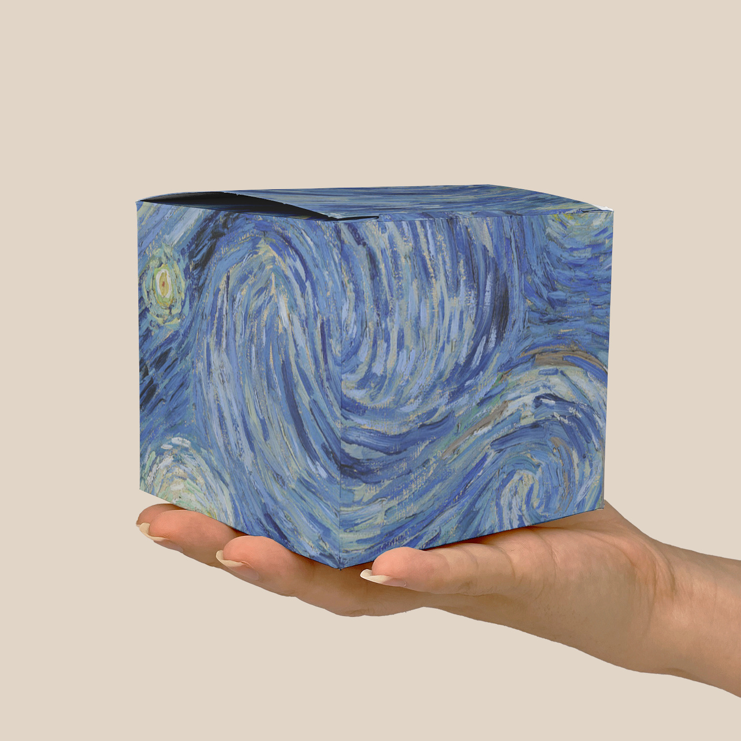 Custom The Starry Night (Van Gogh 1889) Cube Favor Gift Boxes