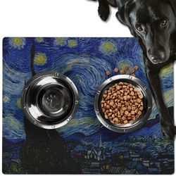 The Starry Night (Van Gogh 1889) Dog Food Mat - Large