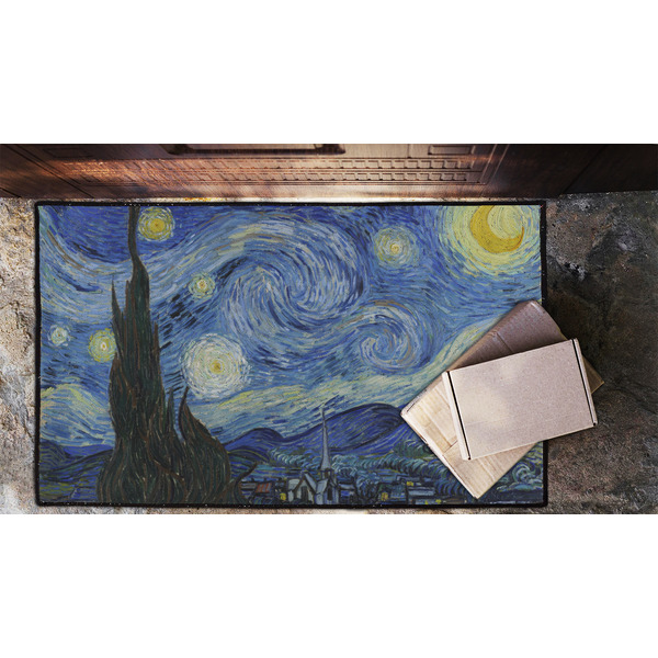 The Starry Night (Van Gogh 1889) Door Mat - LIFESTYLE (Lrg)
