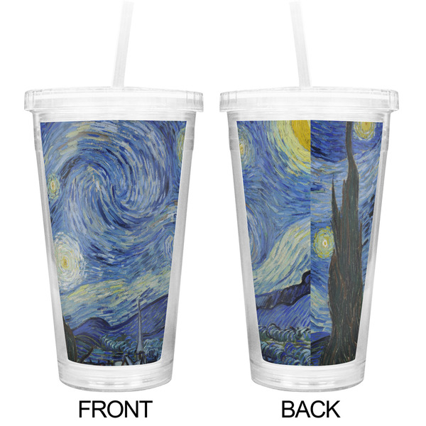 The Starry Night (Van Gogh 1889) Double Wall Tumbler with Straw - Approval