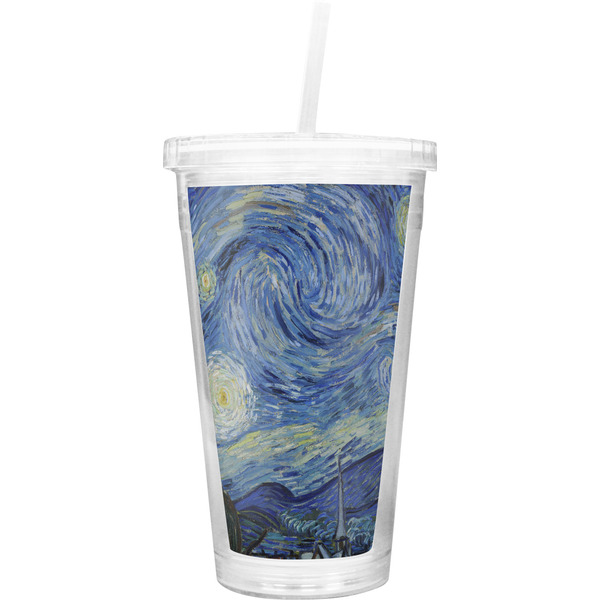Custom The Starry Night (Van Gogh 1889) Double Wall Tumbler with Straw