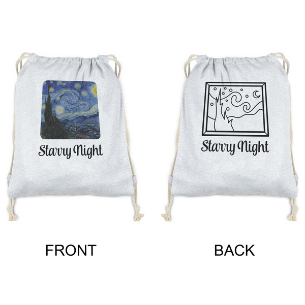 The Starry Night (Van Gogh 1889) Drawstring Backpacks - Sweatshirt Fleece - Double Sided - APPROVAL