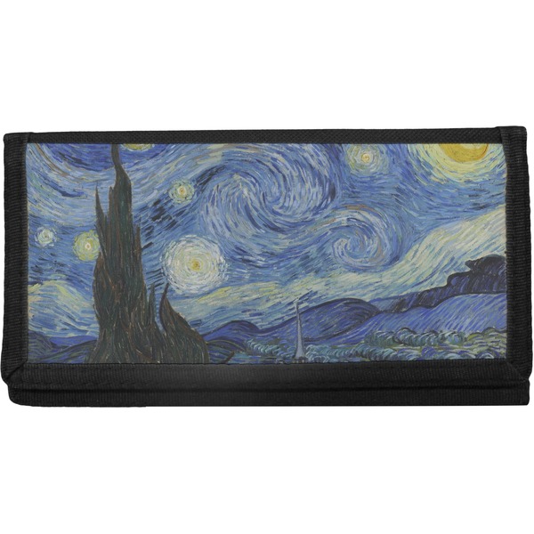 Custom The Starry Night (Van Gogh 1889) Canvas Checkbook Cover