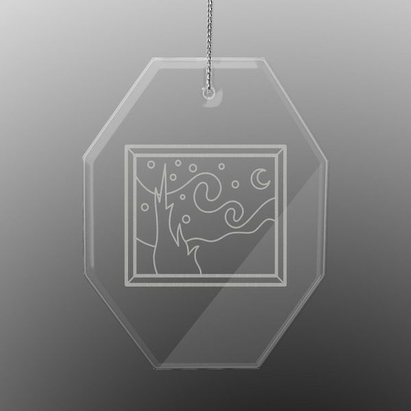 Custom The Starry Night (Van Gogh 1889) Engraved Glass Ornament - Octagon