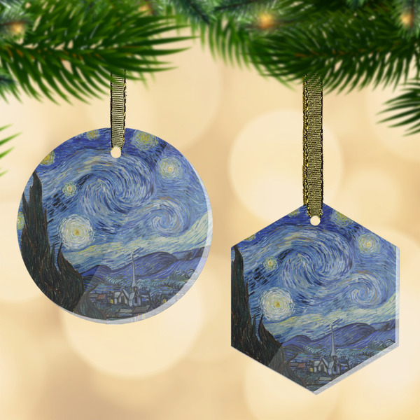Custom The Starry Night (Van Gogh 1889) Flat Glass Ornament