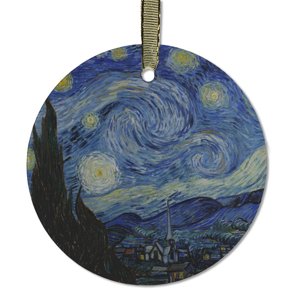 Custom The Starry Night (Van Gogh 1889) Flat Glass Ornament - Round