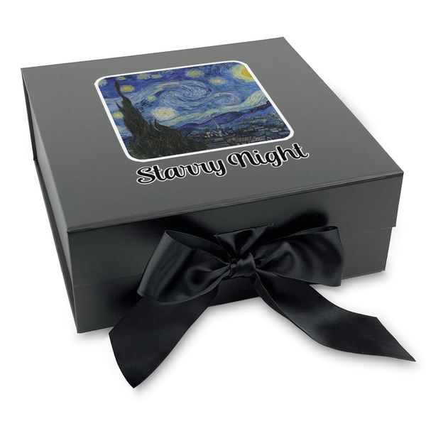 Custom The Starry Night (Van Gogh 1889) Gift Box with Magnetic Lid - Black