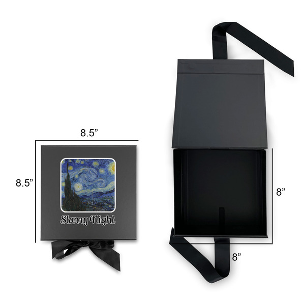 The Starry Night (Van Gogh 1889) Gift Boxes with Magnetic Lid - Black - Open & Closed