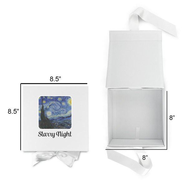 The Starry Night (Van Gogh 1889) Gift Boxes with Magnetic Lid - White - Open & Closed