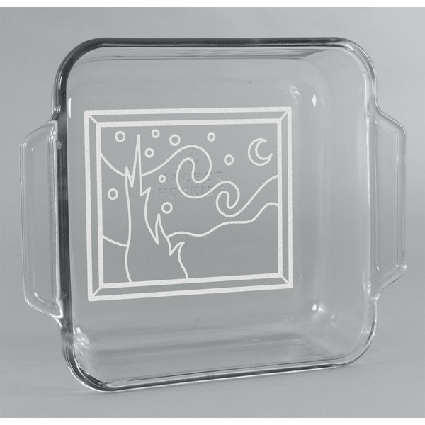 Custom The Starry Night (Van Gogh 1889) Glass Cake Dish - 8in x 8in