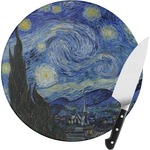 The Starry Night (Van Gogh 1889) Round Glass Cutting Board