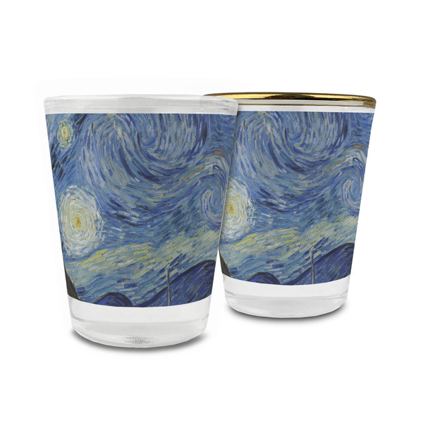 Custom The Starry Night (Van Gogh 1889) Glass Shot Glass - 1.5 oz