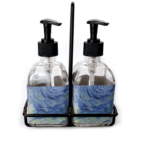 Custom The Starry Night (Van Gogh 1889) Glass Soap & Lotion Bottle Set