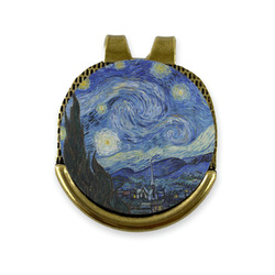 The Starry Night (Van Gogh 1889) Golf Ball Marker - Hat Clip - Gold