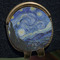 The Starry Night (Van Gogh 1889) Golf Ball Marker Hat Clip - Gold - Close Up