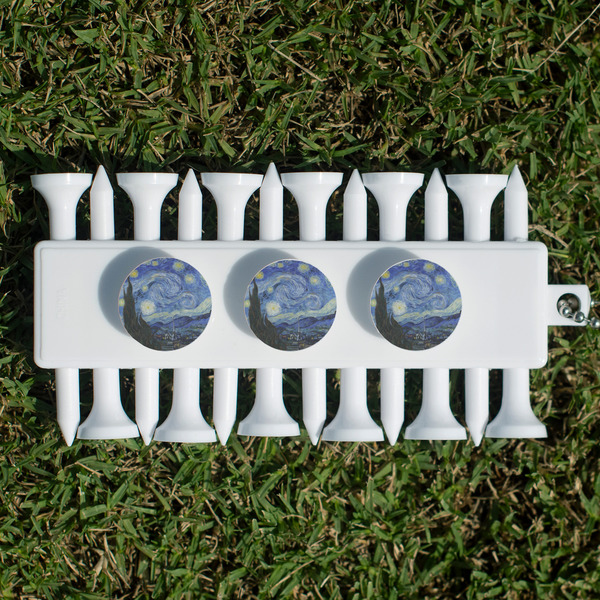 The Starry Night (Van Gogh 1889) Golf Tees & Ball Markers Set - Back