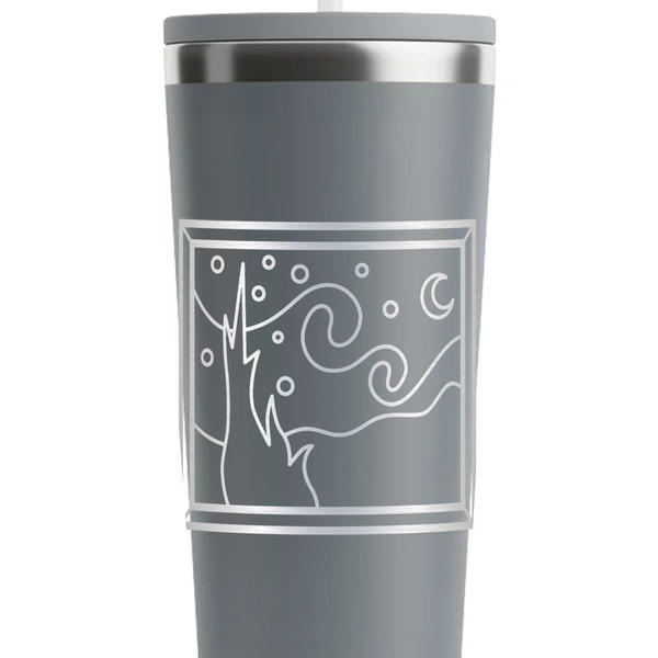 The Starry Night (Van Gogh 1889) Grey RTIC Everyday Tumbler - 28 oz. - Close Up