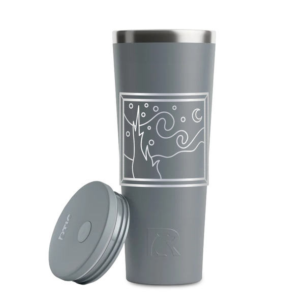 The Starry Night (Van Gogh 1889) Grey RTIC Everyday Tumbler - 28 oz. - Lid Off