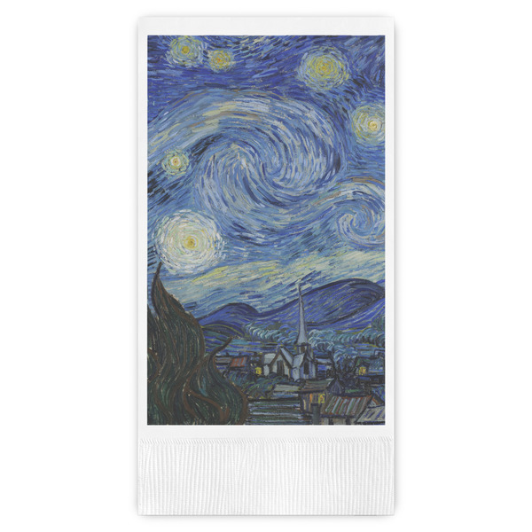 Custom The Starry Night (Van Gogh 1889) Guest Napkins - Full Color - Embossed Edge