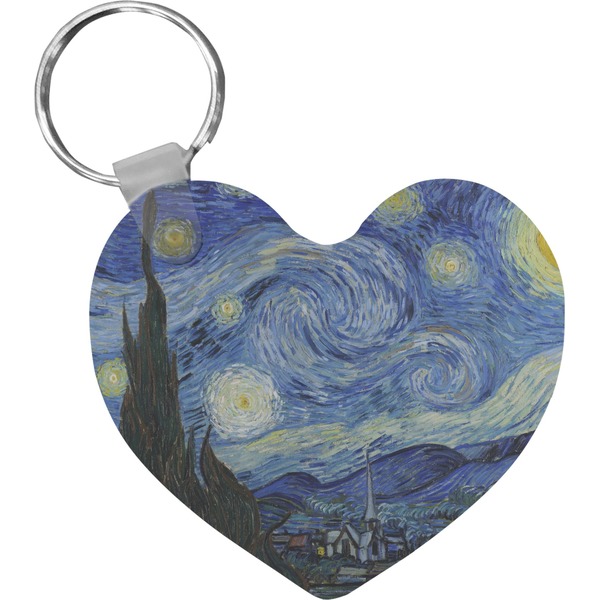 Custom The Starry Night (Van Gogh 1889) Heart Plastic Keychain