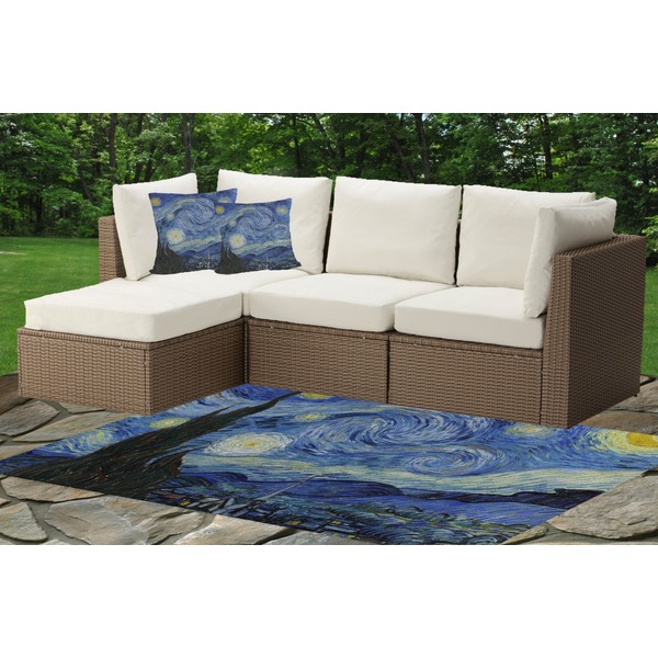 The Starry Night (Van Gogh 1889) Indoor / Outdoor Rug & Cushions