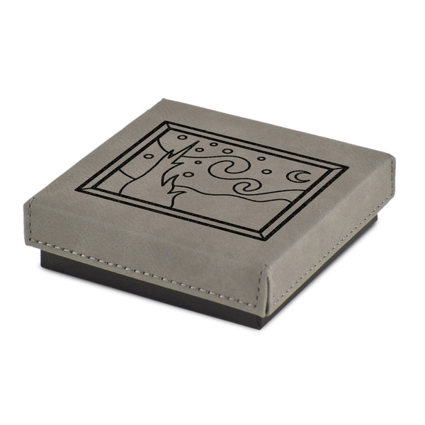 Custom The Starry Night (Van Gogh 1889) Jewelry Gift Box - Engraved Leather Lid