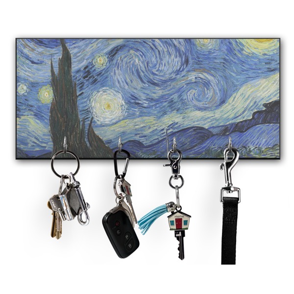 Custom The Starry Night (Van Gogh 1889) Key Hanger w/ 4 Hooks