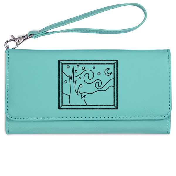 The Starry Night (Van Gogh 1889) Ladies Wallet - Leather - Teal - Front View