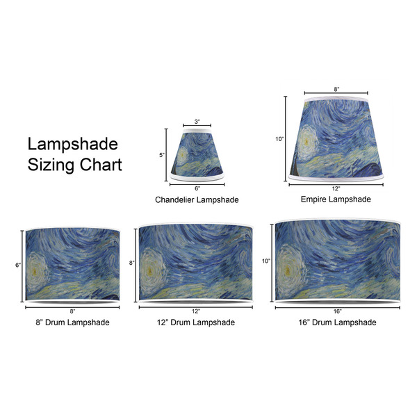 The Starry Night (Van Gogh 1889) Lampshade Sizing Chart