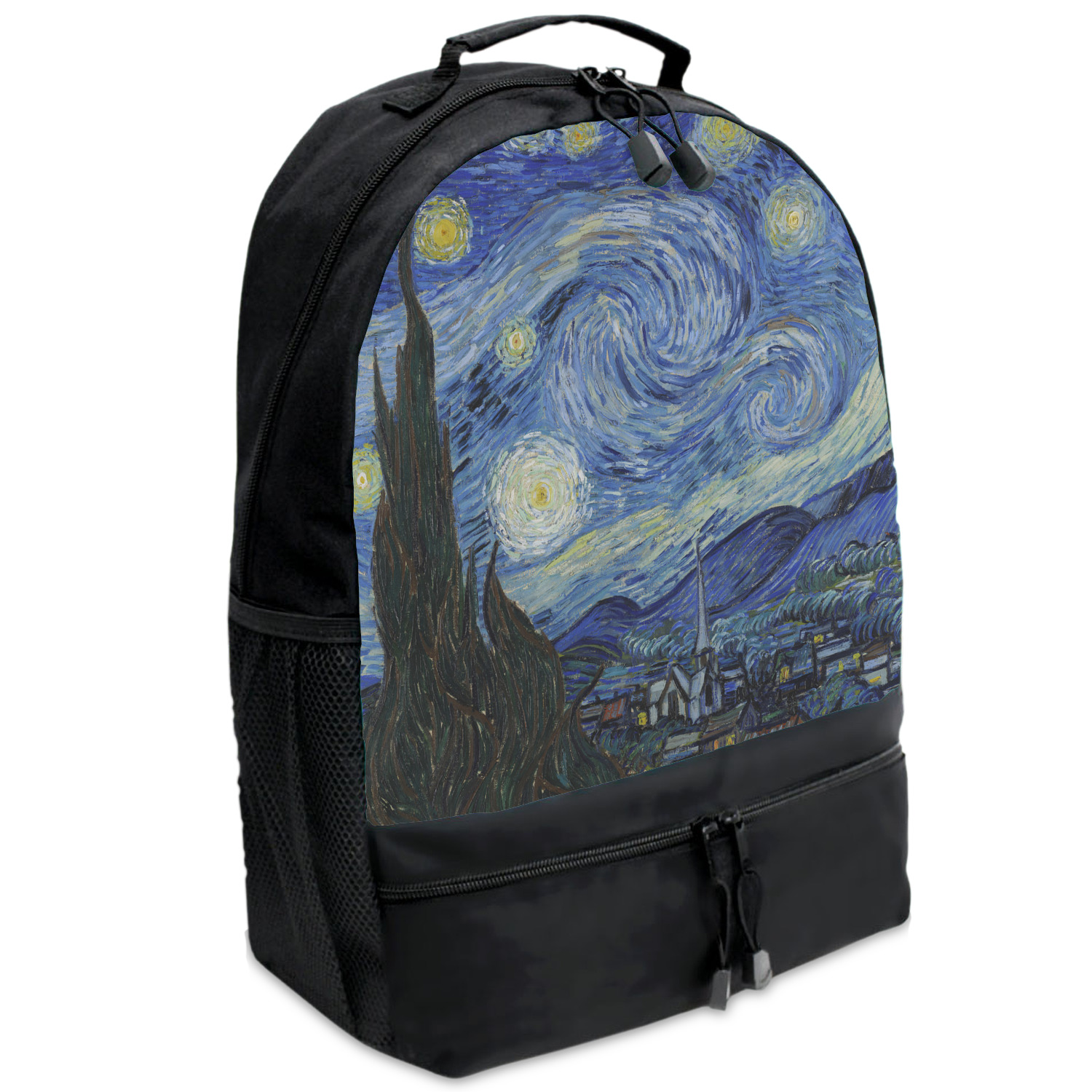 Custom The Starry Night (Van Gogh 1889) Backpacks - Black | YouCustomizeIt